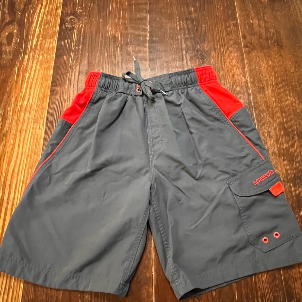 Speedo Charcoal and Scarlet Swim Trunks